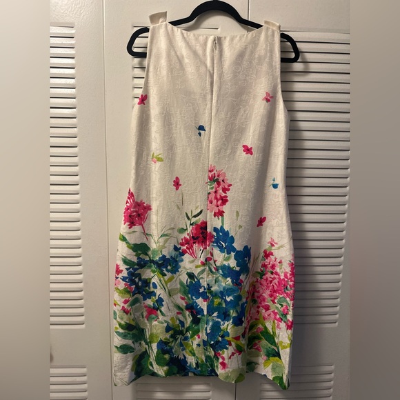 NWOT- CHAPS SUMMER DRESS KNEE LENGTH COTTON BLEND FLOWER - Picture 6 of 8